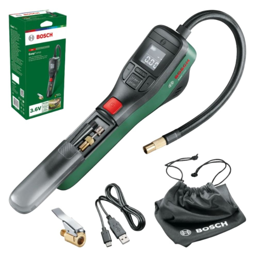 Bosch EasyPump Mini - Compressore D'Aria Portatile A Batteria Per Auto, Bici, Palloni